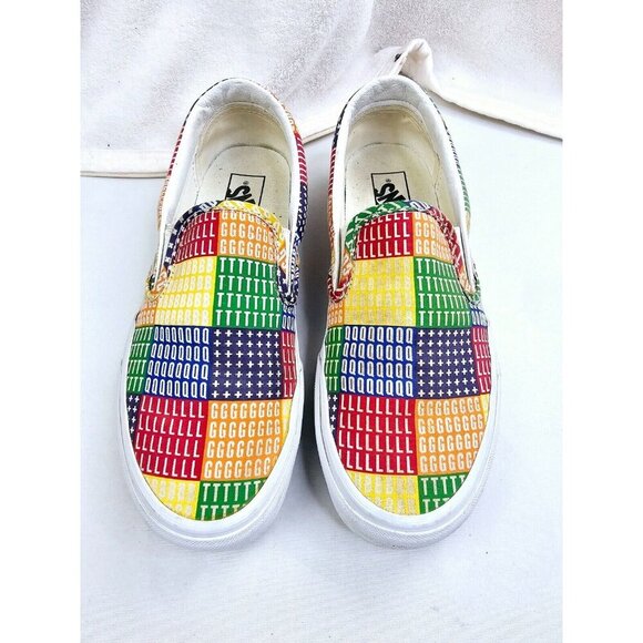 Vans Size 8.5 Men's or 10 Womens Pride Multicolor Check Colorblock Logo Slip Ons - Picture 1 of 13